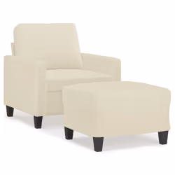 Poltrona con Poggiapiedi Crema 60 cm in Similpellecod mxl 70958 - Vista aggiuntiva 2