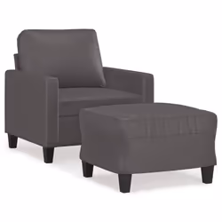 Poltrona con Poggiapiedi Grigio 60 cm in Similpellecod mxl 94982 - Vista aggiuntiva 2