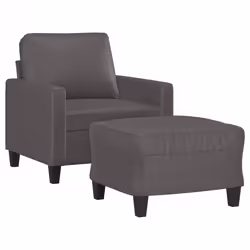 Poltrona con Poggiapiedi Grigio 60 cm in Similpellecod mxl 94982 - Vista aggiuntiva 3
