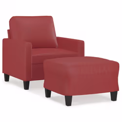 vidaXL Poltrona con Poggiapiedi Rosso Vino 60 cm in Similpelle - Vista aggiuntiva 2