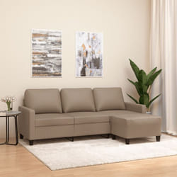 Vidaxl - Divano a 3 Posti con Poggiapiedi Cappuccino 180cm in Similpelle 75638