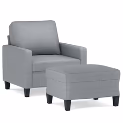 Poltrona con Poggiapiedi Grigio Chiaro 60 cm in Tessutocod mxl 70990 - Vista aggiuntiva 2