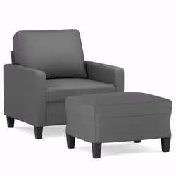 Poltrona con Poggiapiedi Grigio Scuro 60 cm in Tessutocod mxl 118937 - Vista aggiuntiva 2