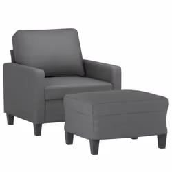 Poltrona con Poggiapiedi Grigio Scuro 60 cm in Tessutocod mxl 118937 - Vista aggiuntiva 3