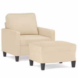 vidaXL Poltrona con Poggiapiedi Crema 60 cm in Tessuto - Vista aggiuntiva 2
