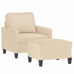 vidaXL Poltrona con Poggiapiedi Crema 60 cm in Tessuto - Vista aggiuntiva 3