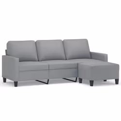 Divano a 3 Posti con Poggiapiedi Grigio Chiaro 180cm in Tessutocod mxl 95025 - Vista aggiuntiva 2