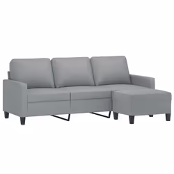 Divano a 3 Posti con Poggiapiedi Grigio Chiaro 180cm in Tessutocod mxl 95025 - Vista aggiuntiva 3