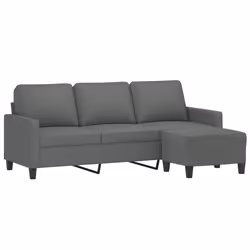 vidaXL Divano a 3 Posti con Poggiapiedi Grigio Scuro 180cm in Tessuto - Vista aggiuntiva 3
