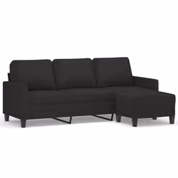 Divano a 3 Posti con Poggiapiedi Nero 180 cm in Tessutocod mxl 70996 - Vista aggiuntiva 2