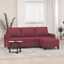 Vidaxl - Divano a 3 Posti con Poggiapiedi Rosso Vino 180 cm in Tessuto 73335