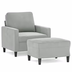 Poltrona con Poggiapiedi Grigio Chiaro 60 cm in Vellutocod mxl 118953 - Vista aggiuntiva 2