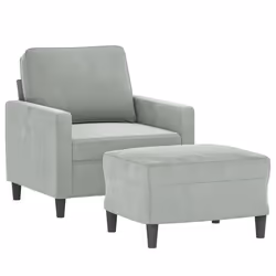 Poltrona con Poggiapiedi Grigio Chiaro 60 cm in Vellutocod mxl 118953 - Vista aggiuntiva 3
