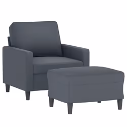 vidaXL Poltrona con Poggiapiedi Grigio Scuro 60 cm in Velluto - Vista aggiuntiva 3