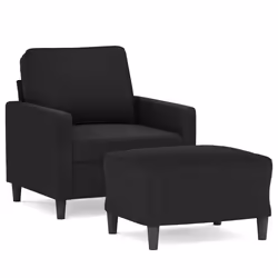 vidaXL Poltrona con Poggiapiedi Nero 60 cm in Velluto - Vista aggiuntiva 2
