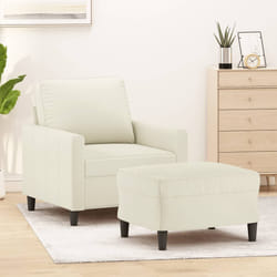 vidaXL Poltrona con Poggiapiedi Crema 60 cm in Velluto