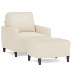 vidaXL Poltrona con Poggiapiedi Crema 60 cm in Velluto - Vista aggiuntiva 2