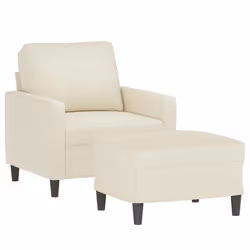 vidaXL Poltrona con Poggiapiedi Crema 60 cm in Velluto - Vista aggiuntiva 3