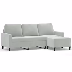 Divano a 3 Posti con Poggiapiedi Grigio Chiaro 180cm in Vellutocod mxl 71000 - Vista aggiuntiva 2