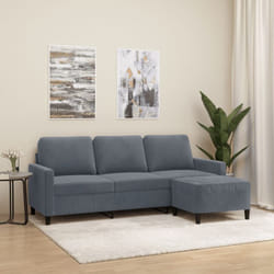 Vidaxl - Divano a 3 Posti con Poggiapiedi Grigio Scuro 180 cm in Velluto