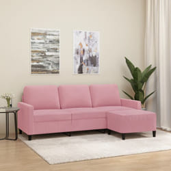 Vidaxl - Divano a 3 Posti con Poggiapiedi rosa 180 cm in Velluto