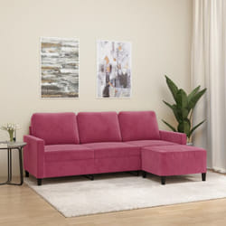 Vidaxl - Divano a 3 Posti con Poggiapiedi Rosso Vino 180 cm in Velluto 740514