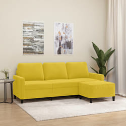 Divano a 3 Posti con Poggiapiedi Giallo 180cm in Vellutocod mxl 94999