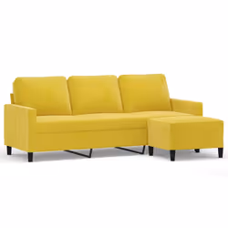 Divano a 3 Posti con Poggiapiedi Giallo 180cm in Vellutocod mxl 94999 - Vista aggiuntiva 2