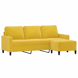 Divano a 3 Posti con Poggiapiedi Giallo 180cm in Vellutocod mxl 94999 - Vista aggiuntiva 3