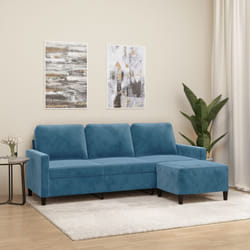 Vidaxl - Divano a 3 Posti con Poggiapiedi Blu 180 cm in Velluto