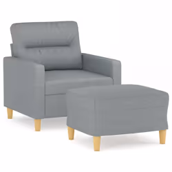 vidaXL Poltrona con Poggiapiedi Grigio Chiaro 60 cm in Tessuto - Vista aggiuntiva 2