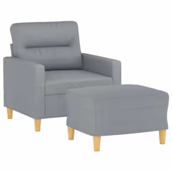vidaXL Poltrona con Poggiapiedi Grigio Chiaro 60 cm in Tessuto - Vista aggiuntiva 3