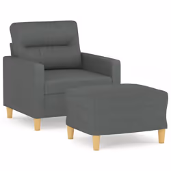 Poltrona con Poggiapiedi Grigio Scuro 60 cm in Tessutocod mxl 118955 - Vista aggiuntiva 2