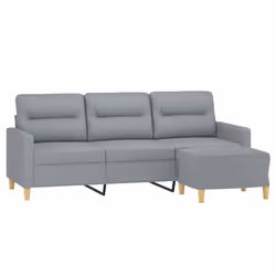 vidaXL Divano a 3 Posti con Poggiapiedi Grigio Chiaro 180cm in Tessuto - Vista aggiuntiva 3