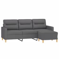 Divano a 3 Posti con Poggiapiedi Grigio Scuro 180cm in Tessutocod mxl 70965 - Vista aggiuntiva 3
