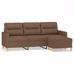 Divano a 3 Posti con Poggiapiedi Marrone 180 cm in Tessutocod mxl 70963 - Vista aggiuntiva 2