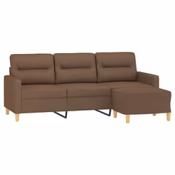 Divano a 3 Posti con Poggiapiedi Marrone 180 cm in Tessutocod mxl 70963 - Vista aggiuntiva 3