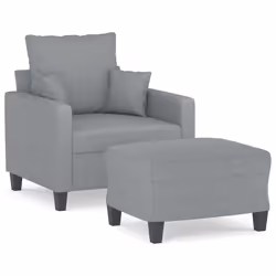 Poltrona con Poggiapiedi Grigio Chiaro 60 cm in Tessutocod mxl 70984 - Vista aggiuntiva 2