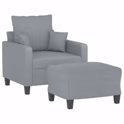 Poltrona con Poggiapiedi Grigio Chiaro 60 cm in Tessutocod mxl 70984 - Vista aggiuntiva 3
