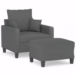 Poltrona con Poggiapiedi Grigio Scuro 60 cm in Tessutocod mxl 95009 - Vista aggiuntiva 2