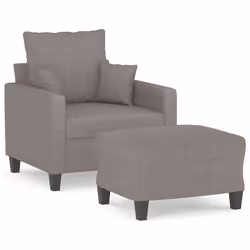 vidaXL Poltrona con Poggiapiedi Tortora 60 cm in Tessuto - Vista aggiuntiva 2