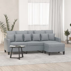 Vidaxl - Divano a 3 Posti con Poggiapiedi Grigio Chiaro 180cm in Tessuto