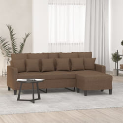 Divano a 3 Posti con Poggiapiedi Marrone 180 cm in Tessuto vidaXL3843
