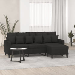 Divano a 3 Posti con Poggiapiedi Nero 180 cm in Tessutocod mxl 118917