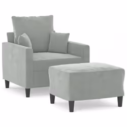 Poltrona con Poggiapiedi Grigio Chiaro 60 cm in Vellutocod mxl 70977 - Vista aggiuntiva 2