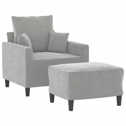 Poltrona con Poggiapiedi Grigio Chiaro 60 cm in Vellutocod mxl 70977 - Vista aggiuntiva 3