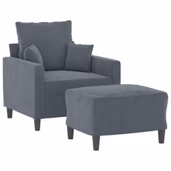vidaXL Poltrona con Poggiapiedi Grigio Scuro 60 cm in Velluto - Vista aggiuntiva 3