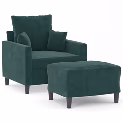 vidaXL Poltroncina con Poggiapiedi Verde Scuro 60 cm in Velluto - Vista aggiuntiva 2