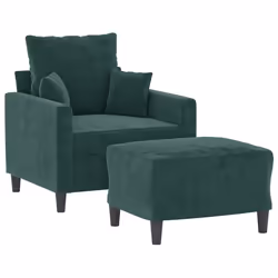 vidaXL Poltroncina con Poggiapiedi Verde Scuro 60 cm in Velluto - Vista aggiuntiva 3