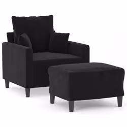 Poltrona con Poggiapiedi Nero 60 cm in Vellutocod mxl 118954 - Vista aggiuntiva 2